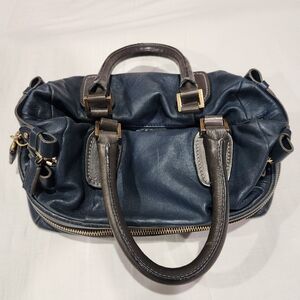Chloe Dark Blue Leather Satchel